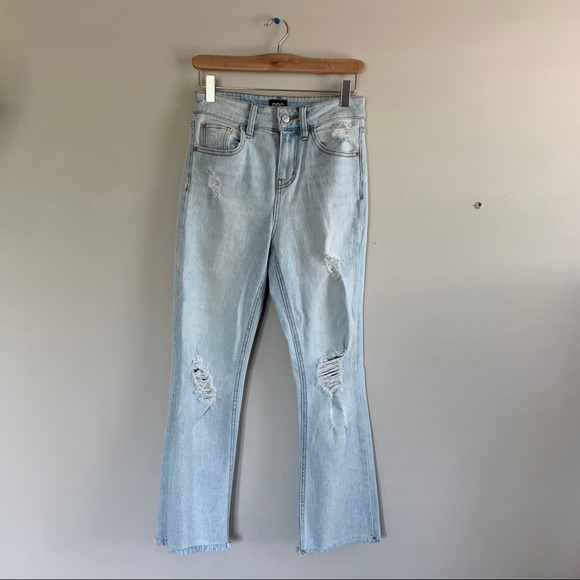 Light Wash Kick Flare High-Rise Cropped Jeans - Picture 3 of 5